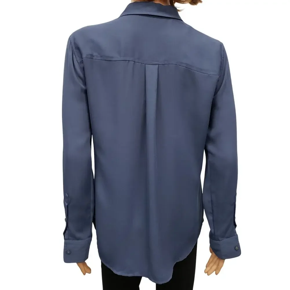 J. Crew Long Sleeve Button down Shirt with Button Flap Pockets Top Women 6 Blue